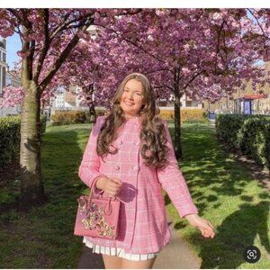 Zara Pink Tweed Pea Coat